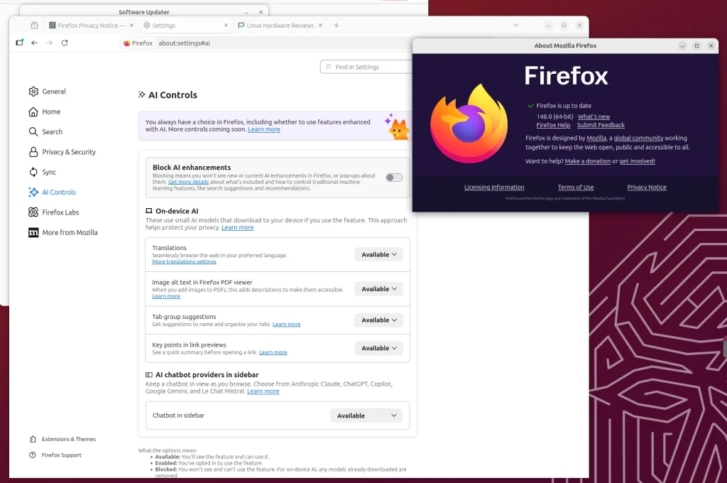 firefox 148: kullanıcıların kontrolü ele alması i̇çin yapay zeka kapatma tuşu 1 firefox 148