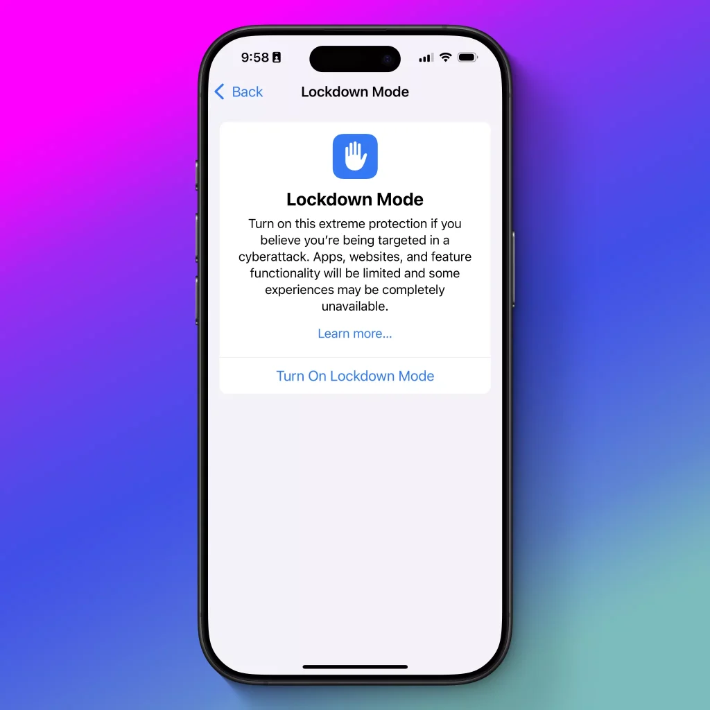 gizliliğin yeni yüzü: iphone'un kilitleme modu 2 iphone güvenliği